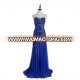 Hottest Trending Product  Floor-Length Chiffon Ruffles Sequined Royal Blue Evening Dress