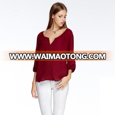 8711AA20590 New large open collar sexy solid color chiffon shirt