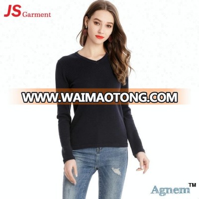 40ZJ002 New Fashion Autumn Cheap V Neck Cotton Top Ladies Long Sleeve Blouse Women