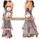 Wholesale Formal Women Print Plus Size Strapless Evening Dress